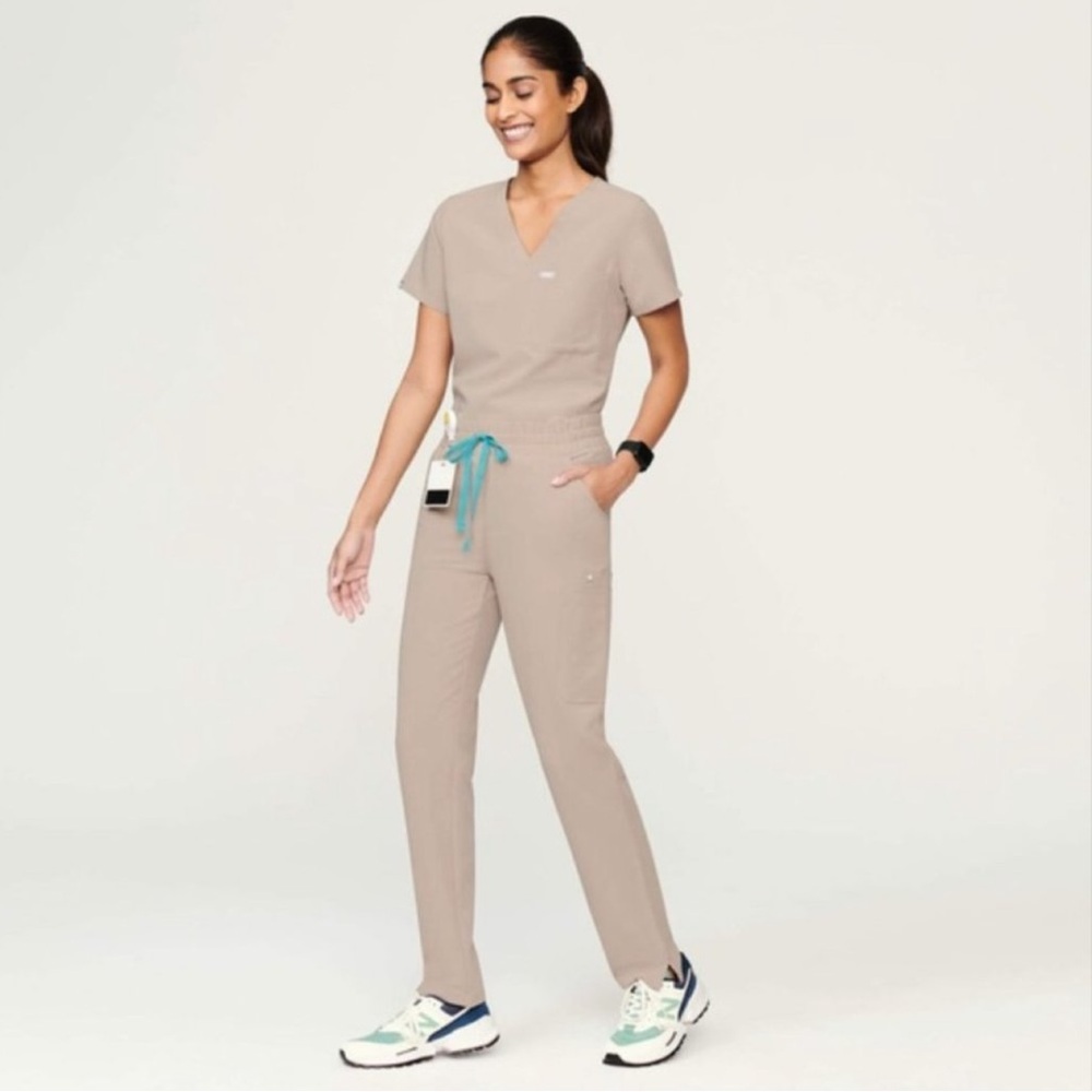 Figs Yola High Waisted Scrub Pants- boulder
